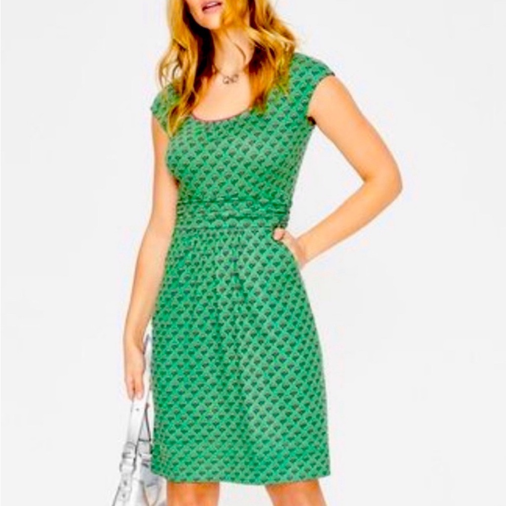 Boden Green Floral Margot Jersey Dress size 8R - Picture 2 of 7